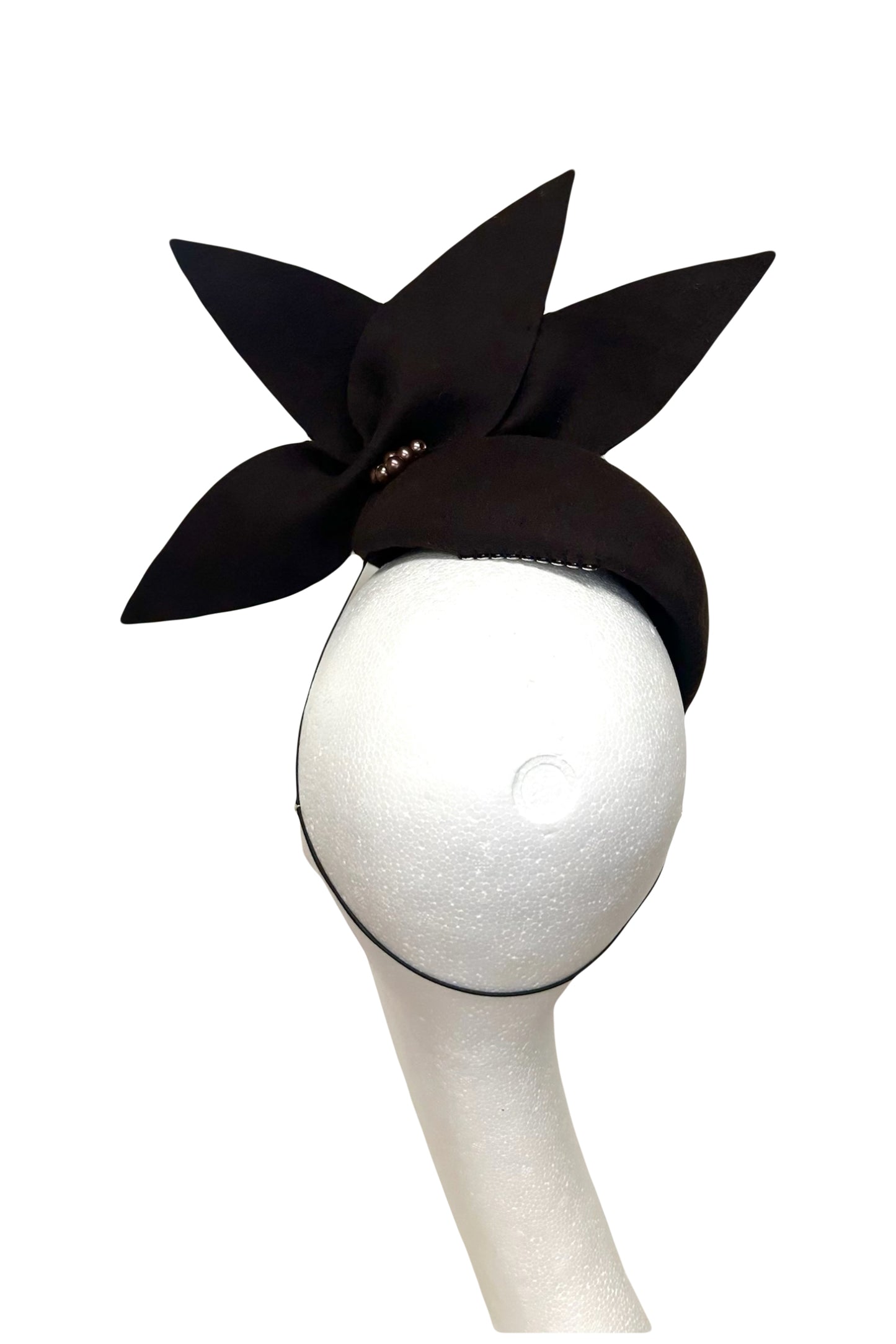 Chocolate brown teardrop headpiece to hire