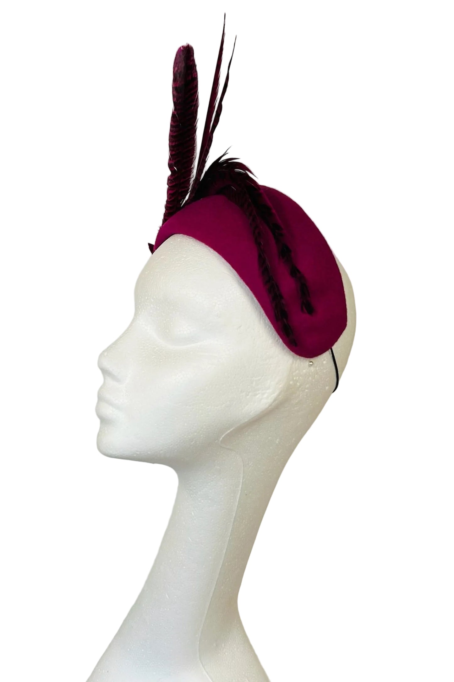 Deep Pink Felt Bandeau Headpiece for Hire (PK54)