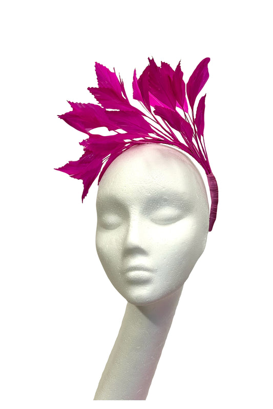 Magenta Feather Hairband for hire