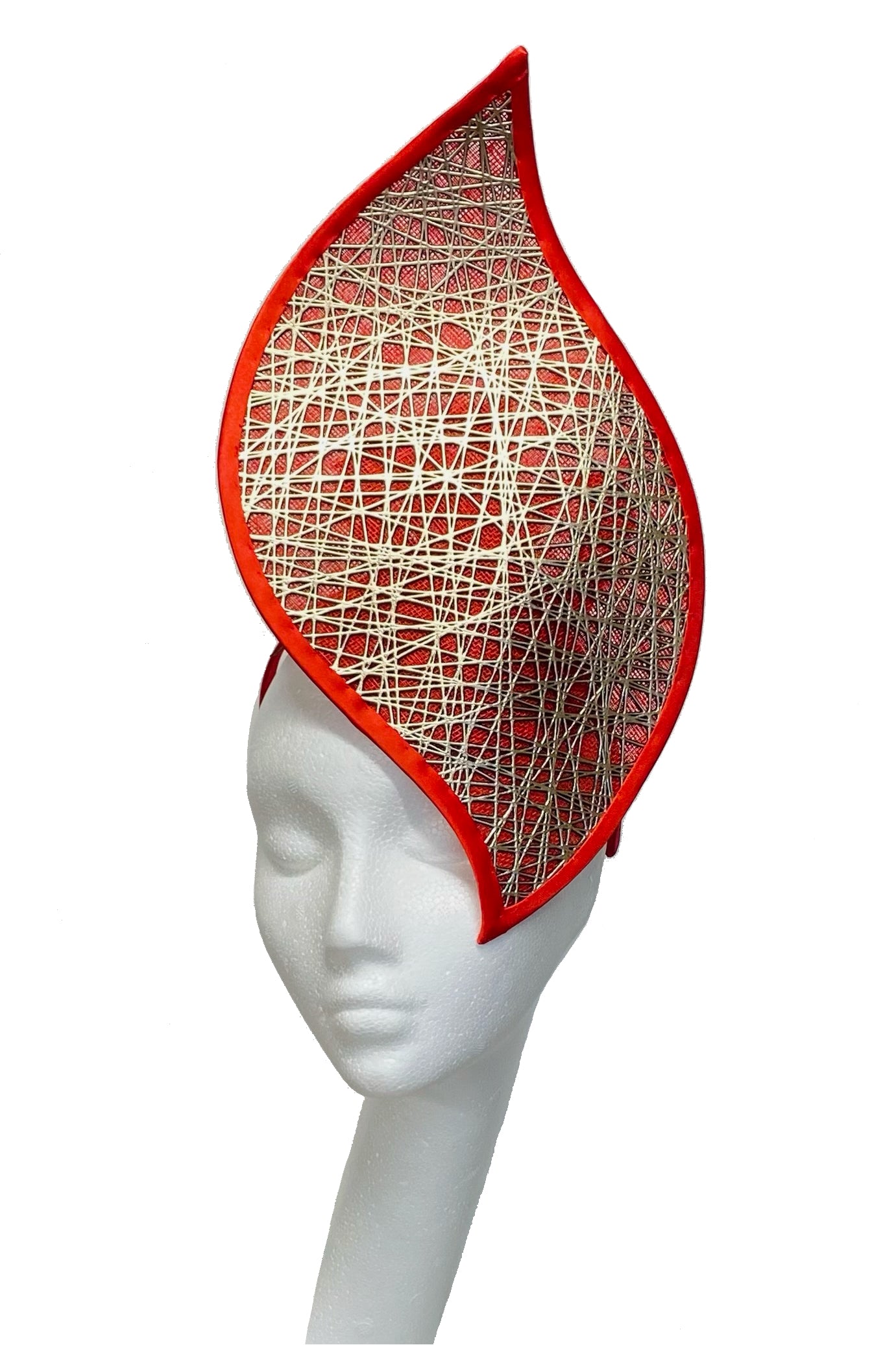 Red and gold headpiece for hire