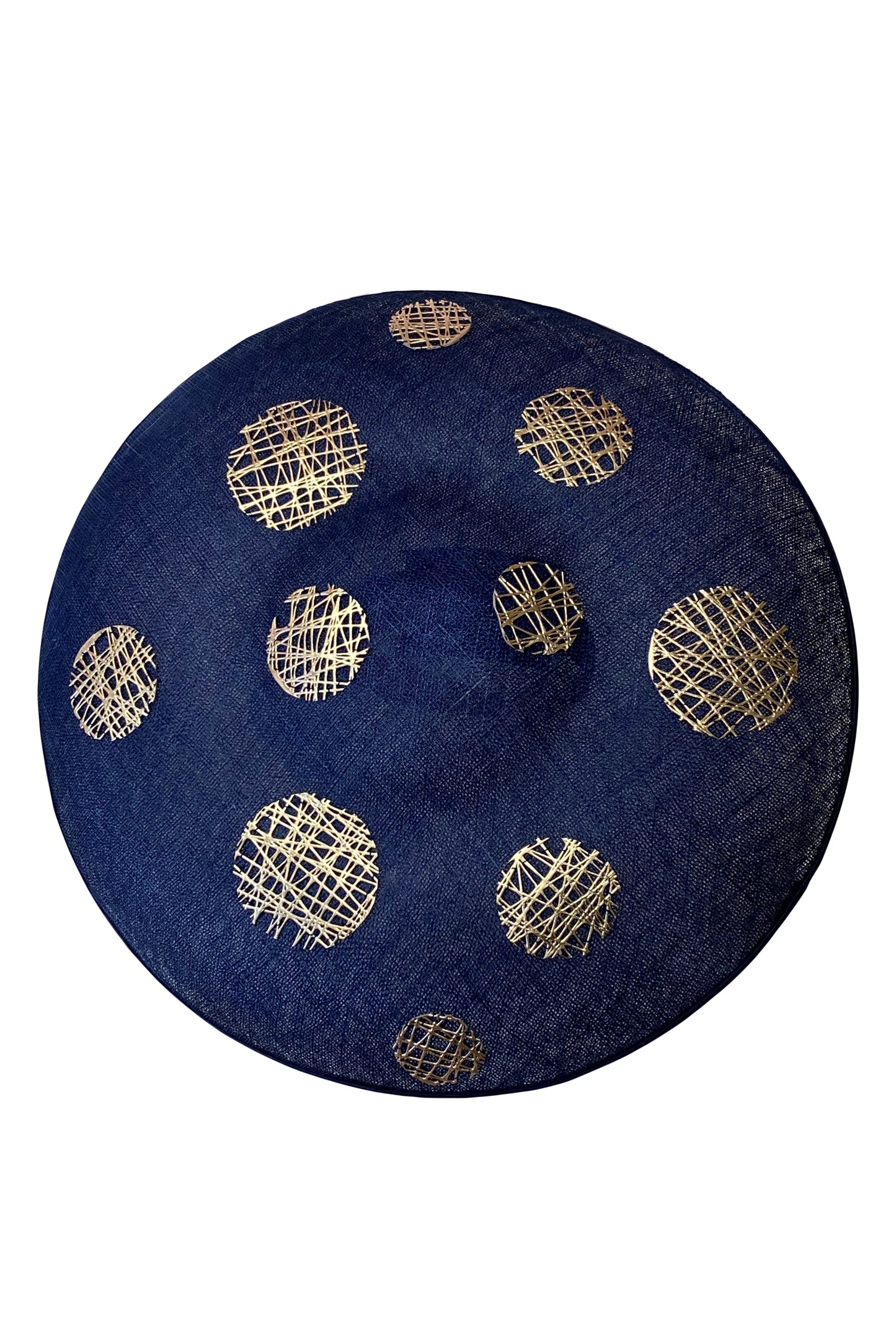 Sophia - Navy Blue & Gold Large Brimmed Hat