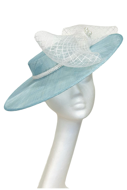 Pale blue hat to hire