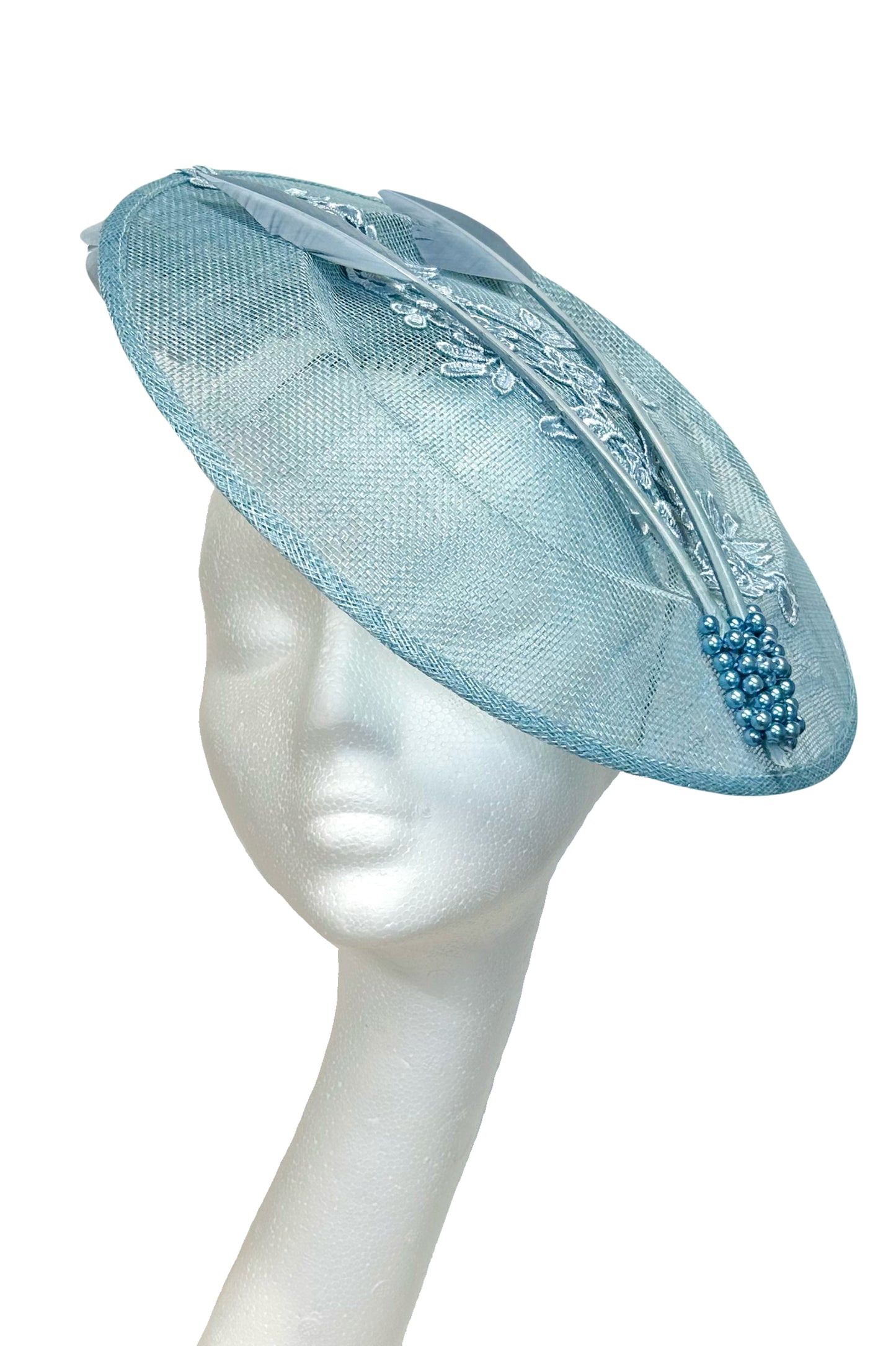 Pale Blue Lace Headpiece for Hire (BN46)