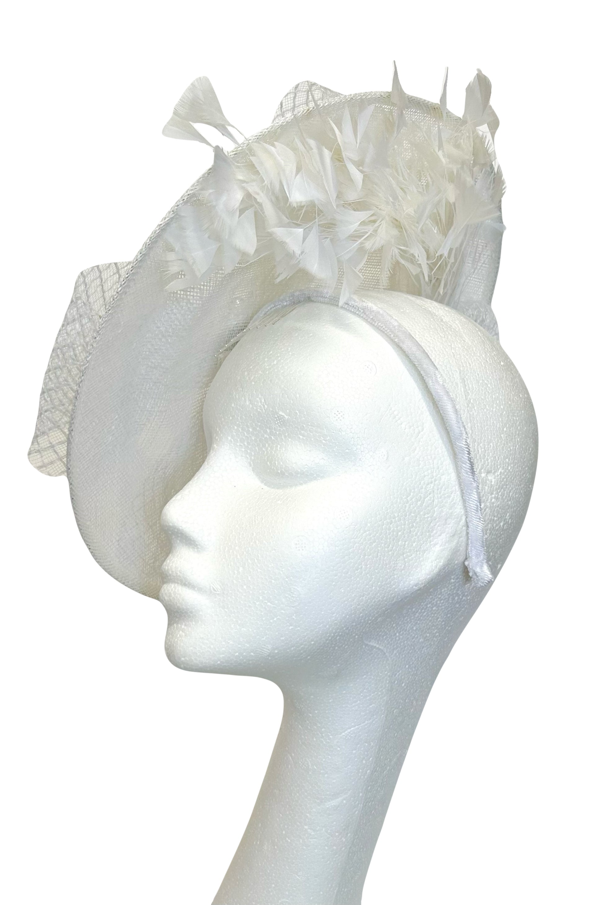 White headpiece to hire