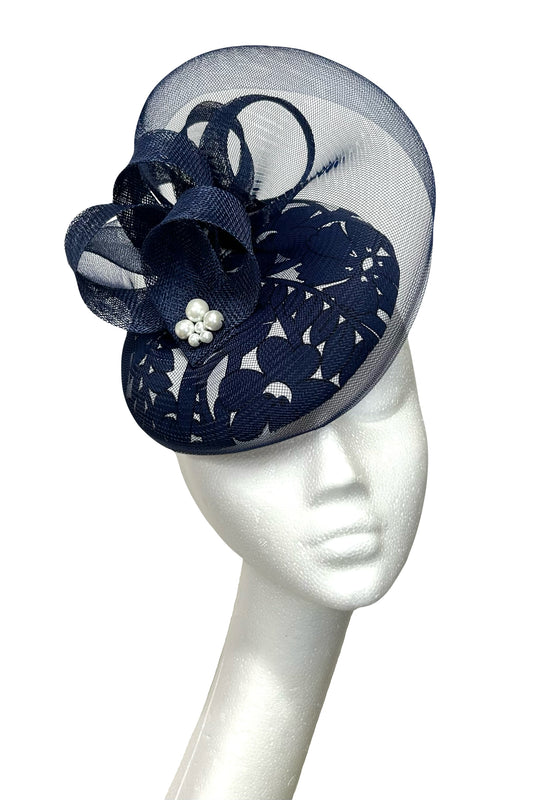 Navy and white headpiece