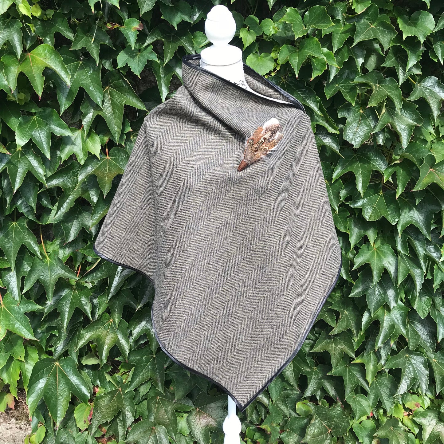 Irish Tweed Cape & Headpiece Set - Brown