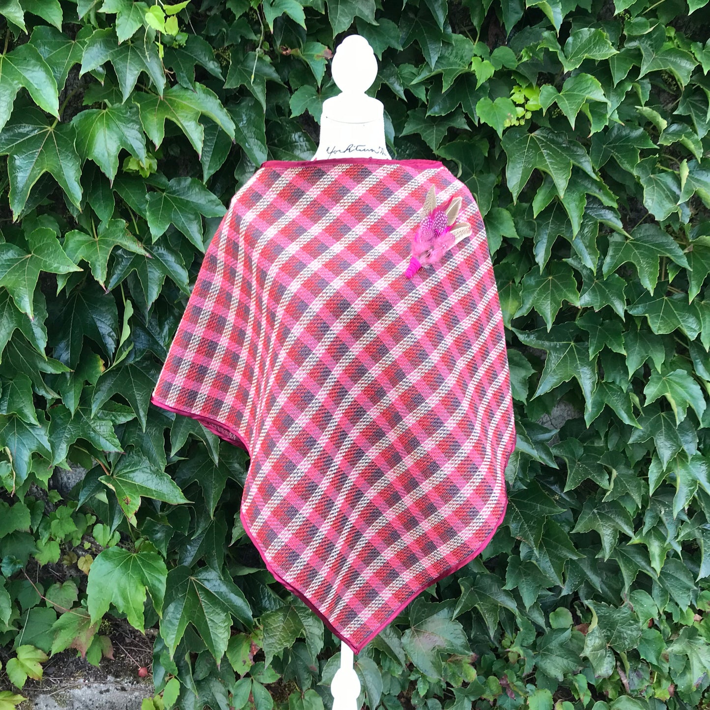 Tweed Cape & Headpiece Set - Wine