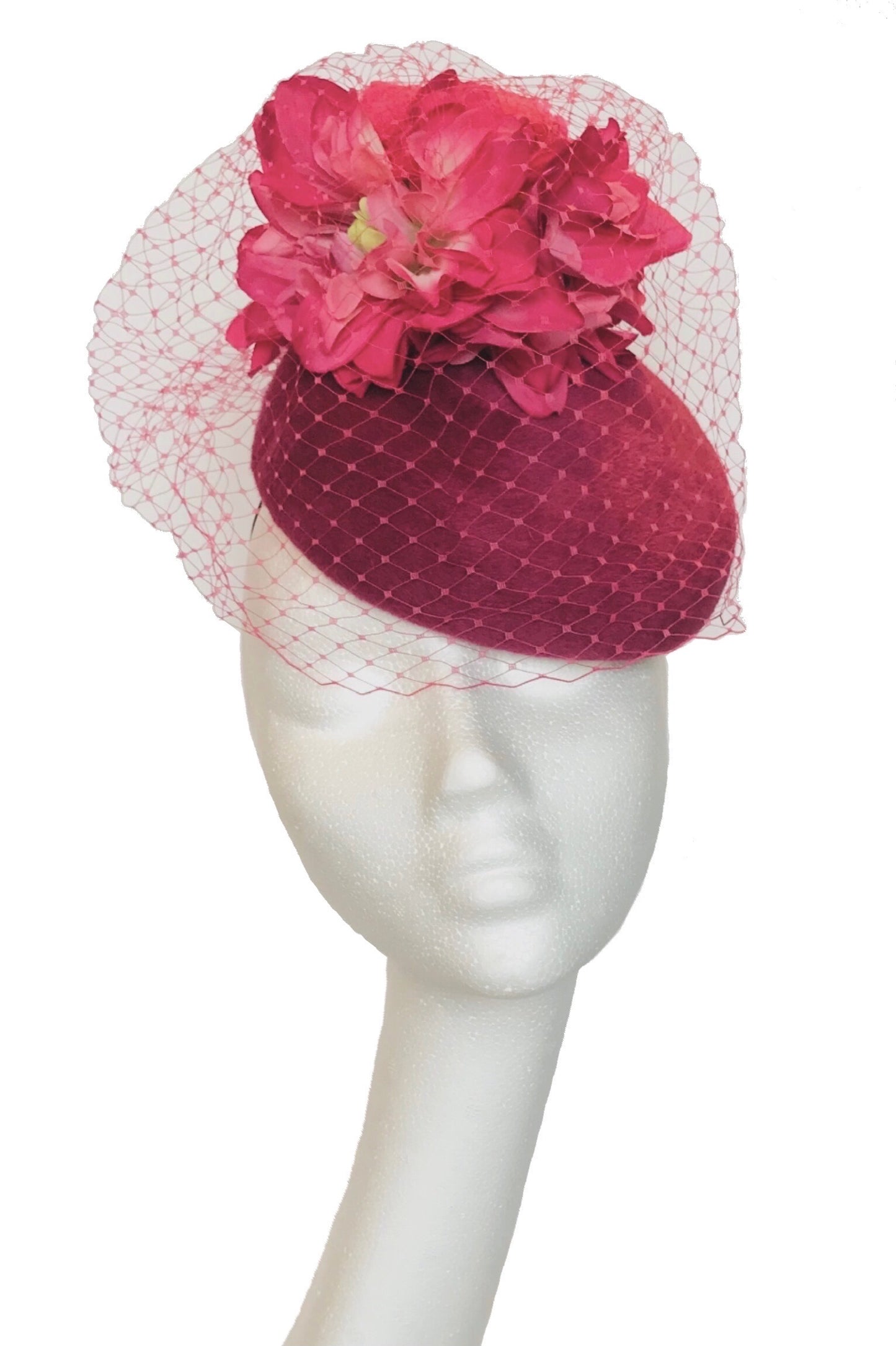 Pink Fur Felt Headpiece for Hire (PK21)