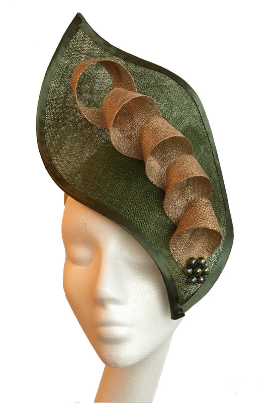 Bottle green wedding hat to hire