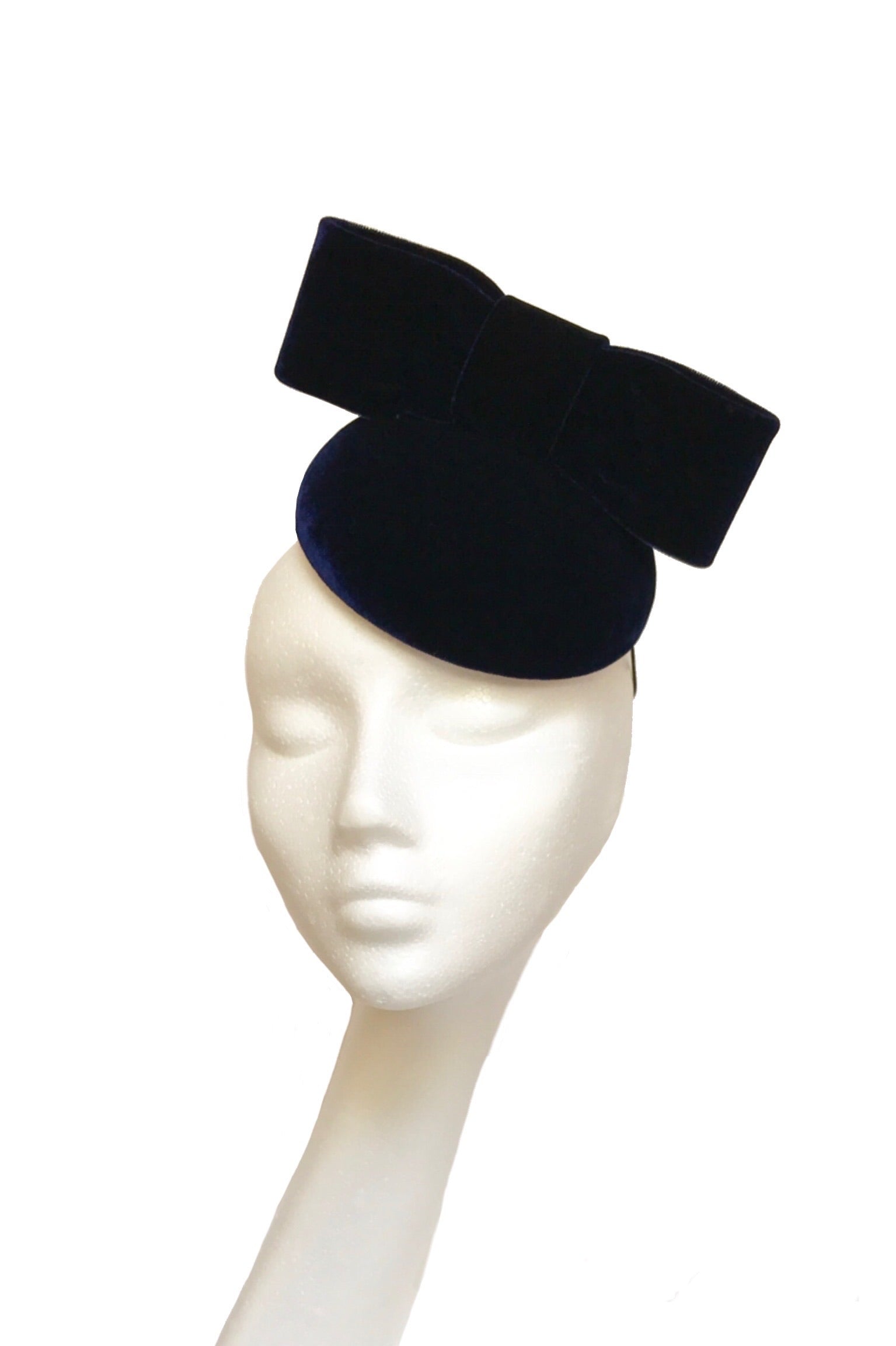Navy velvet designer hat for Alison Roe Millinery Tipperary