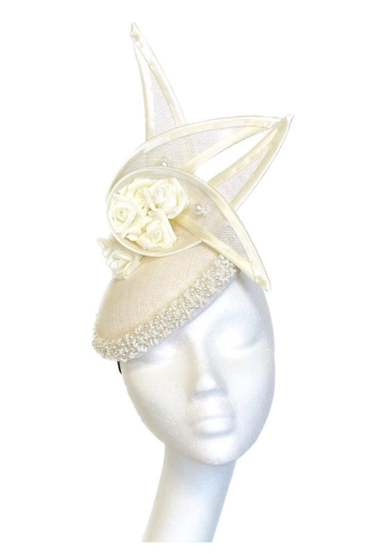 Ivory Pearled Headpiece for Hire (W12)