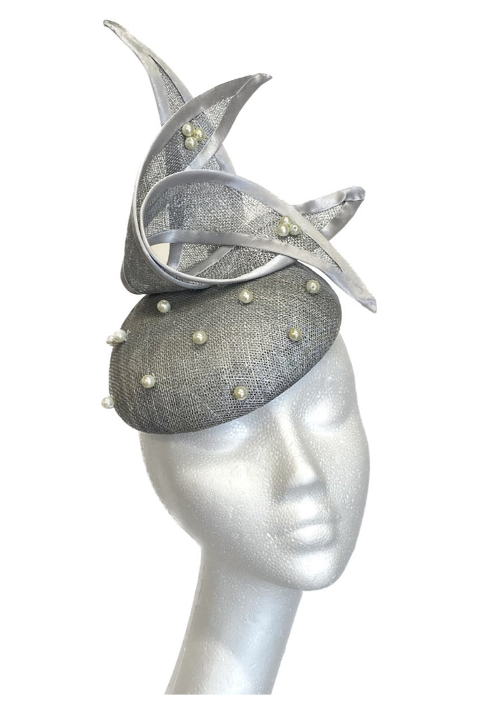 Silver headpiece to hire at Alison Roe Millinery, Hat Hire Tipperary