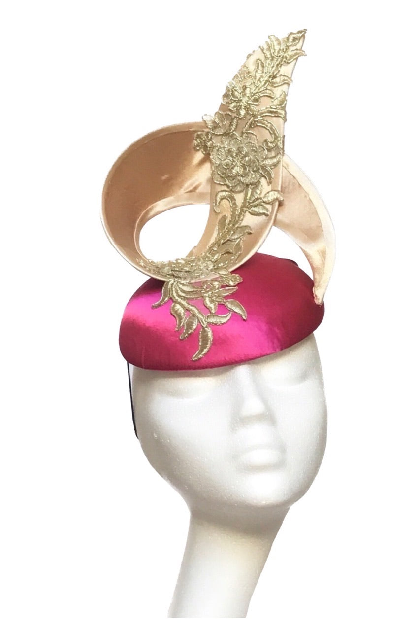 pink and gold headpiece