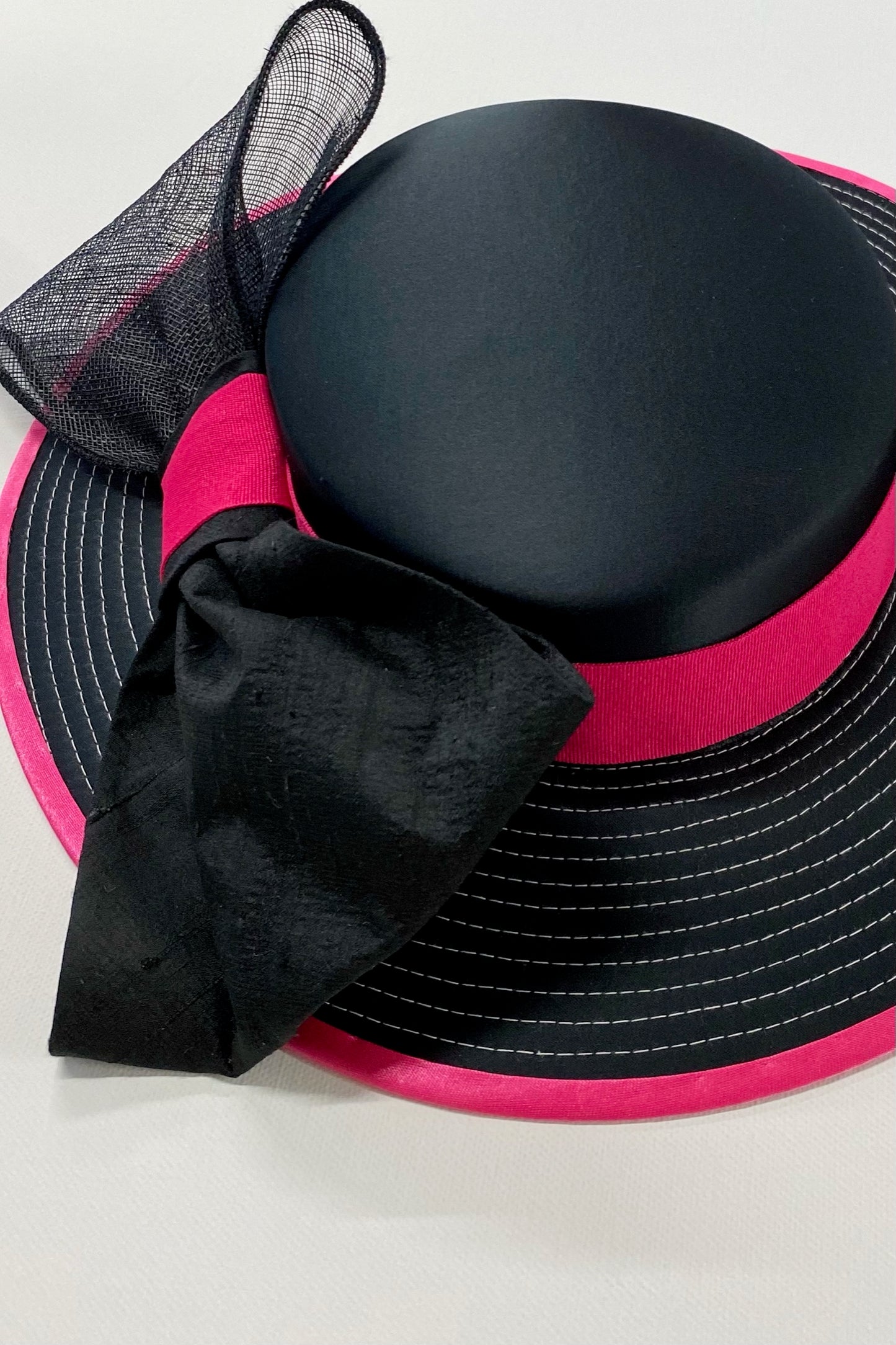 Black Hat with Pink Trim for Hire (BK16)