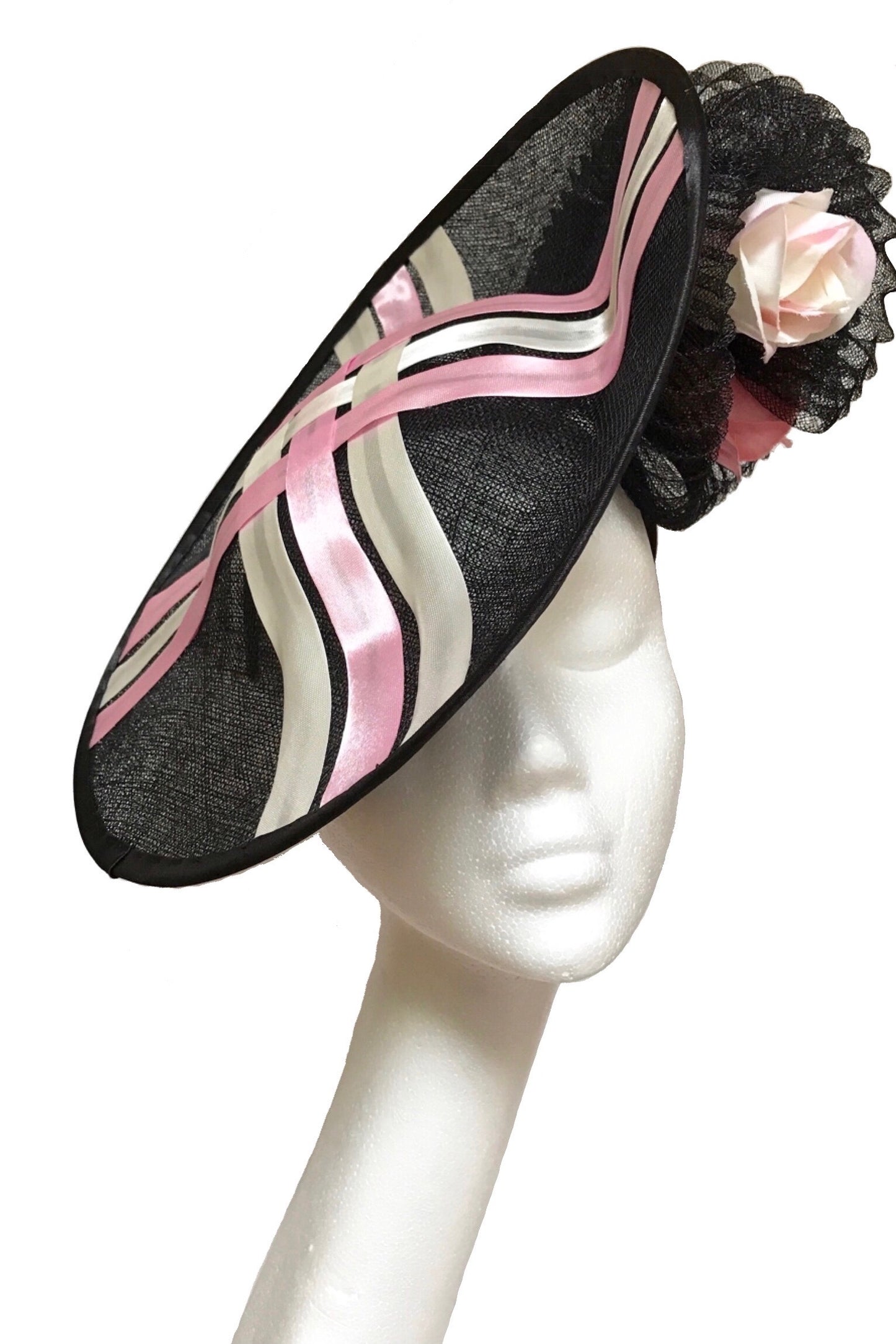 black pink and ivory hat to hire