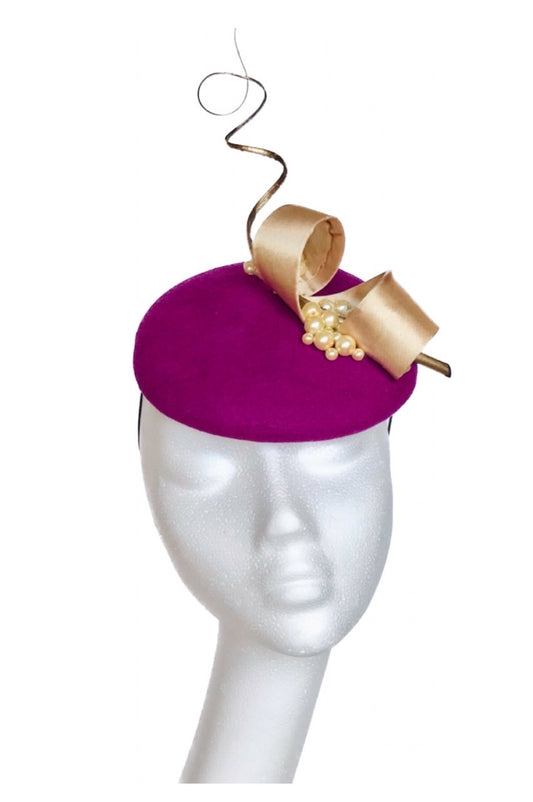 pink and gold wedding fascinator to hire