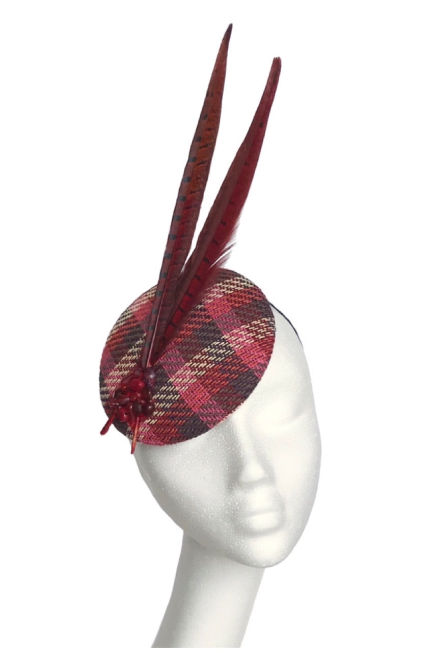 Wine tweed headpiece