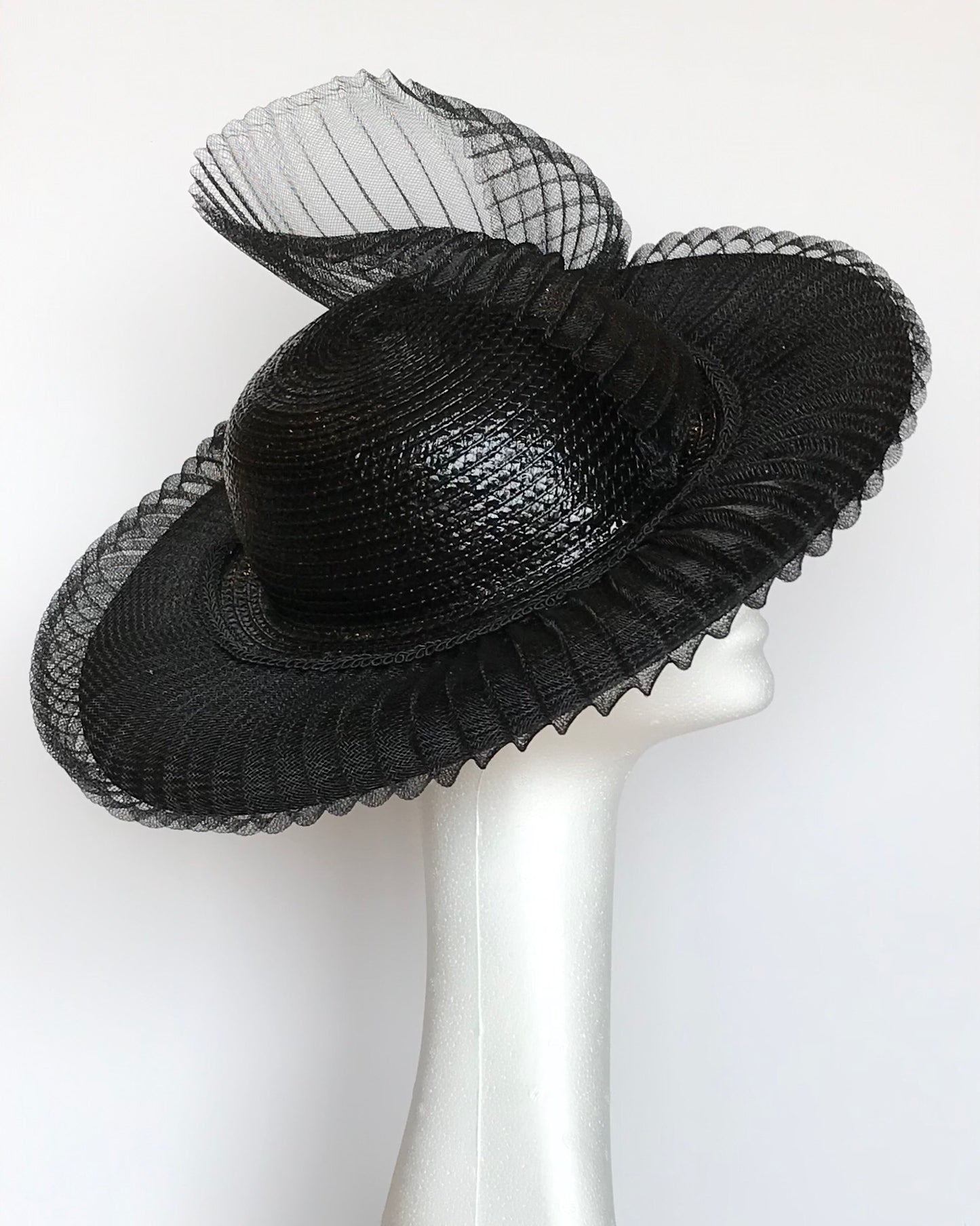 Black Pleated Hat for Hire (BK15)