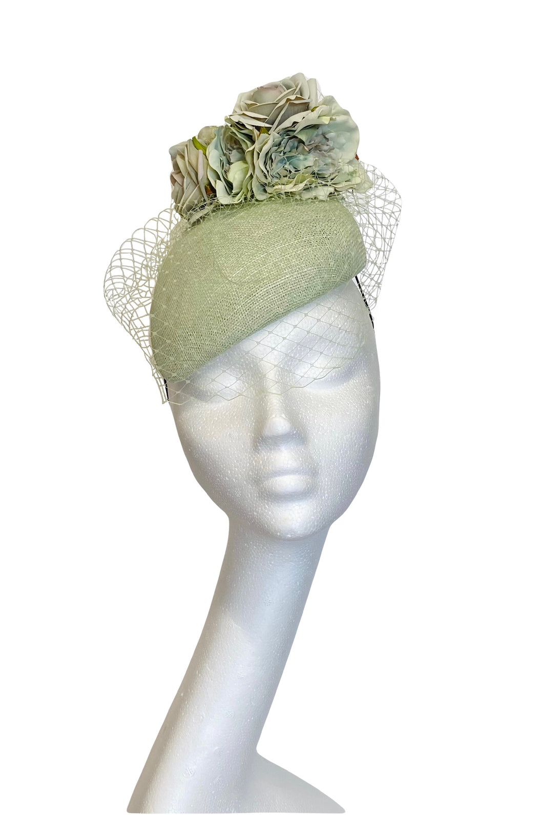 Green veiled headpiece