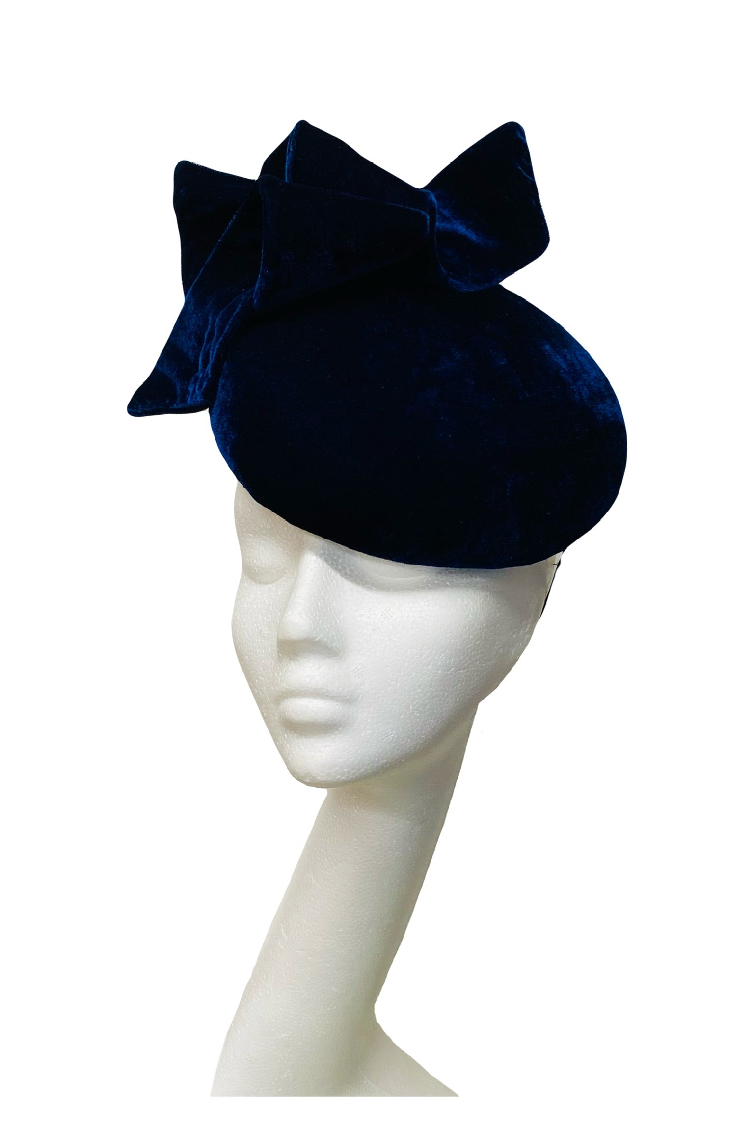 Navy velvet headpiece to hire