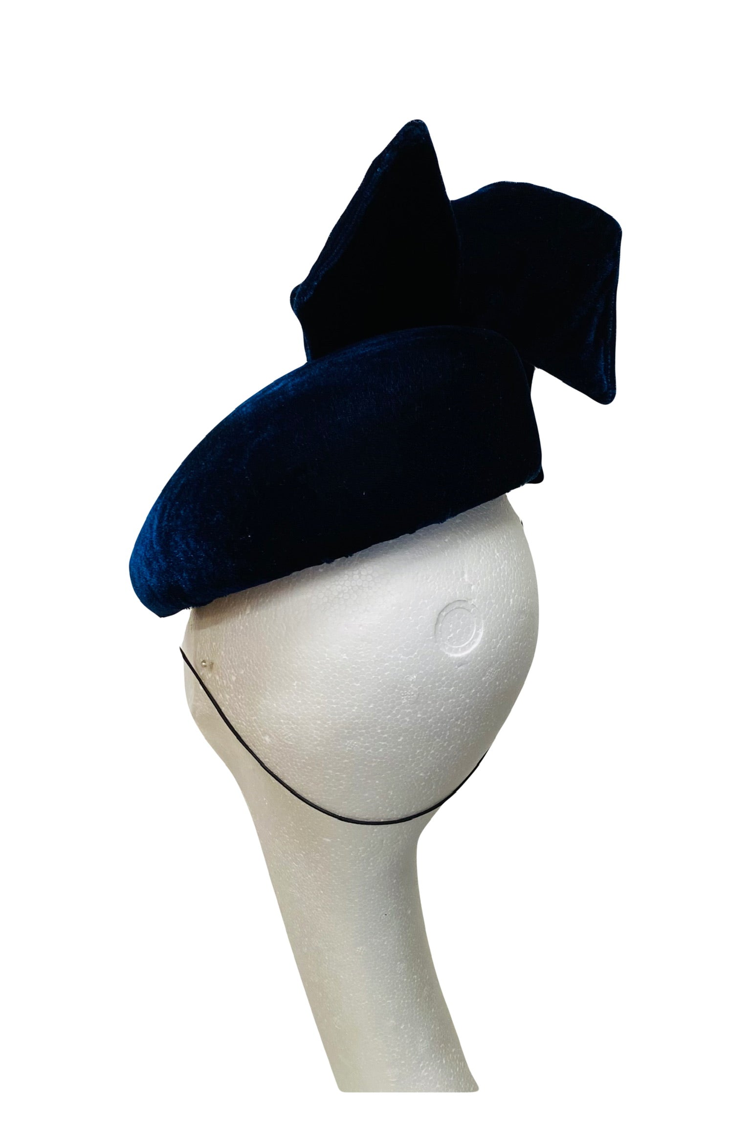 Navy velvet headpiece to hire