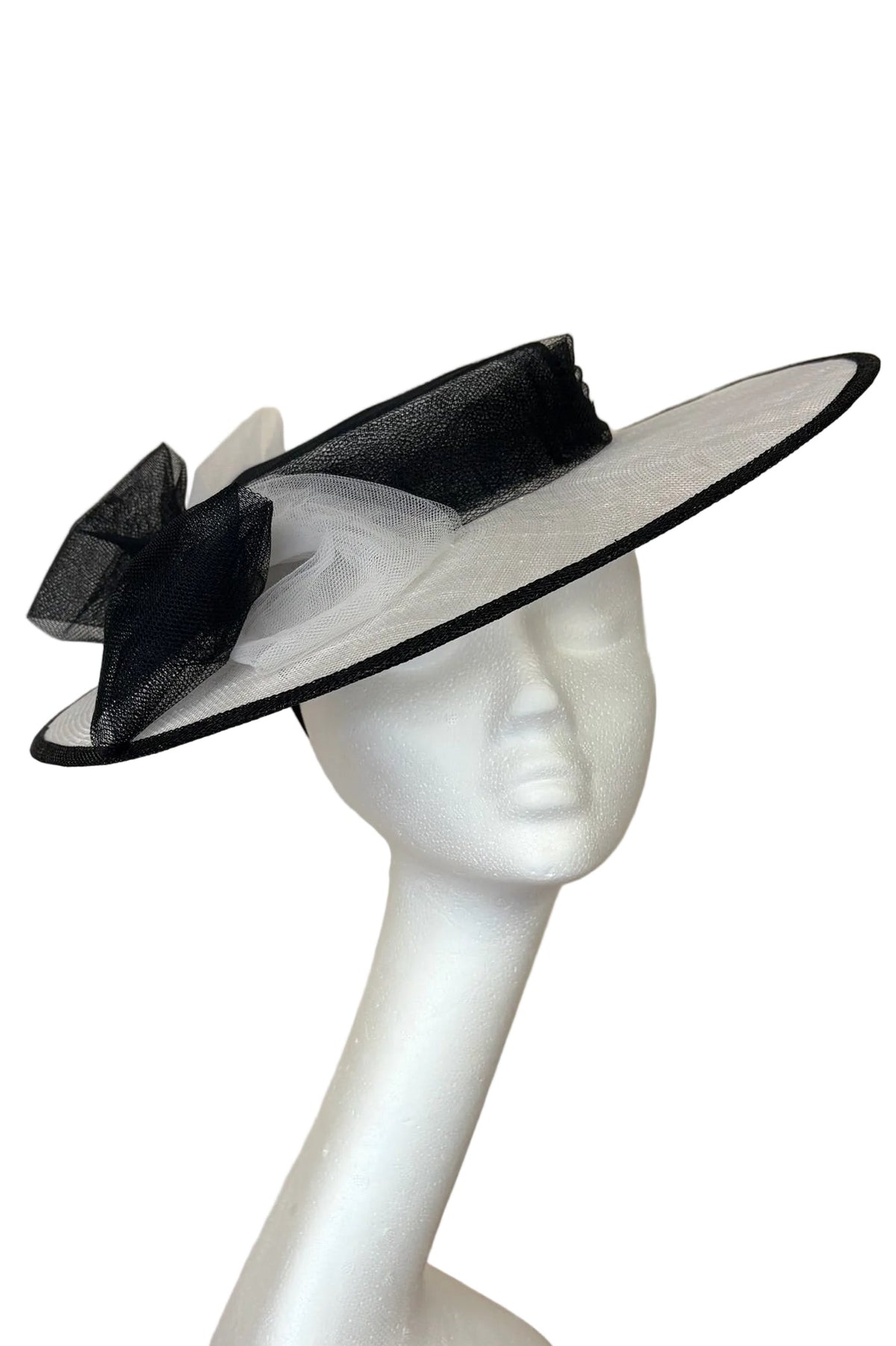 Black and white boater hat