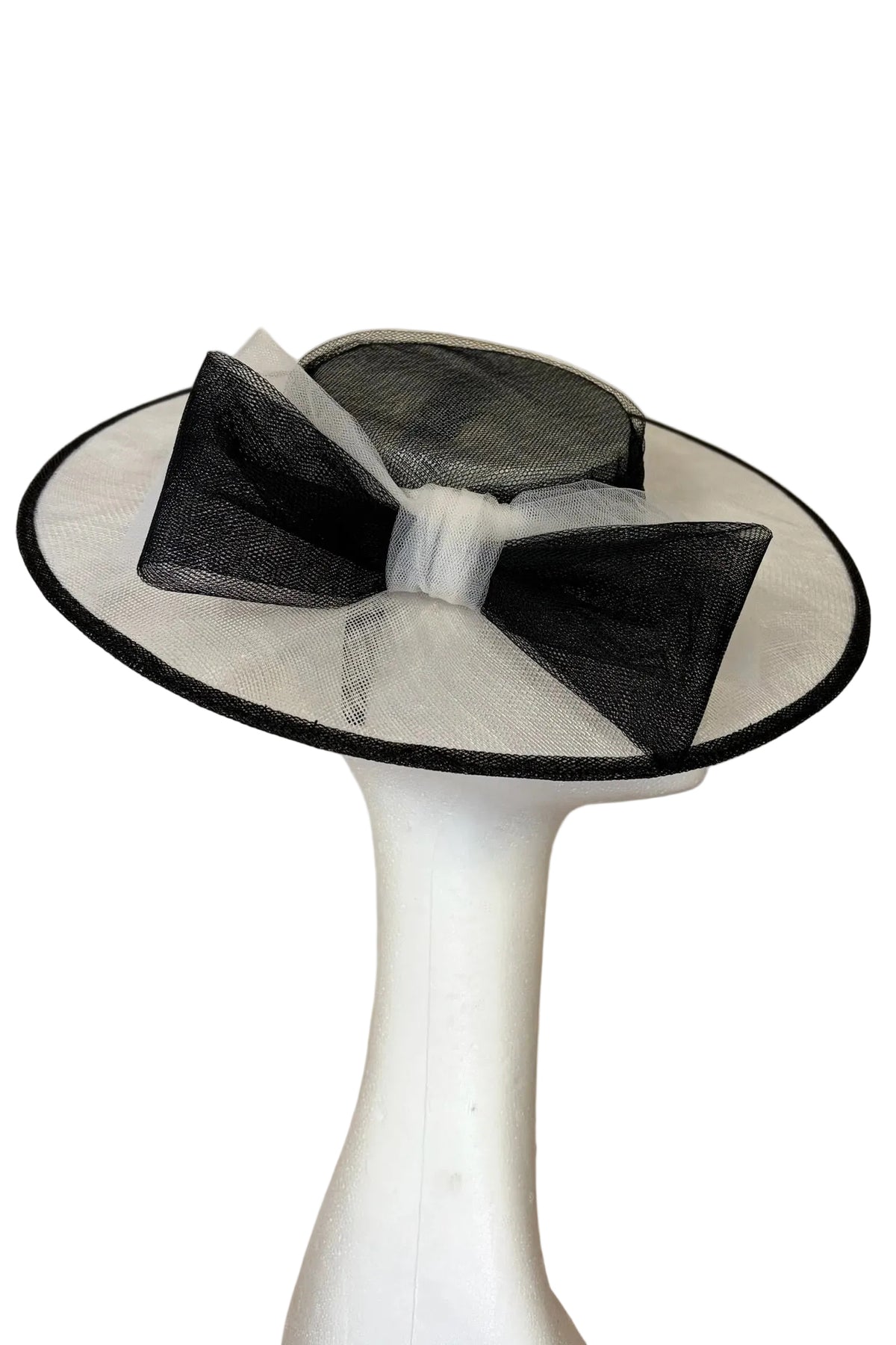 Black and white boater hat