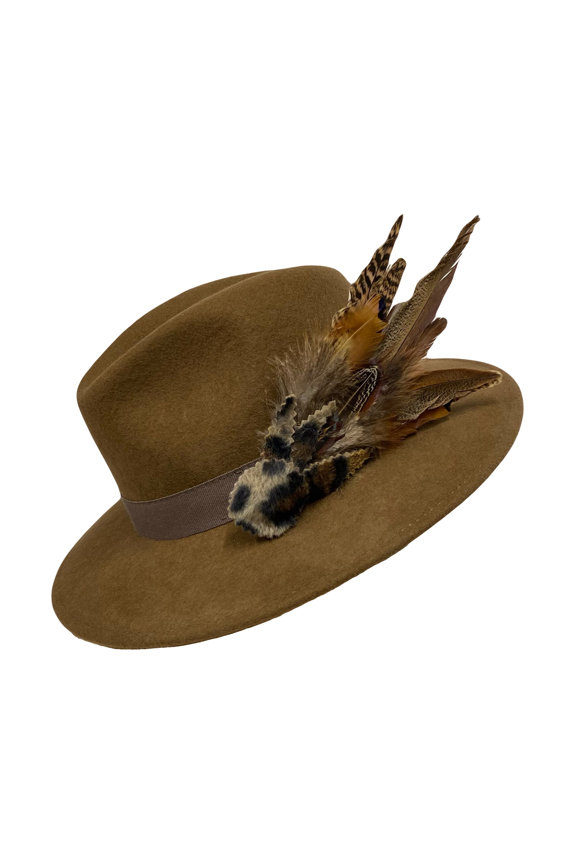 Brown fedora hat - Cheltenham style