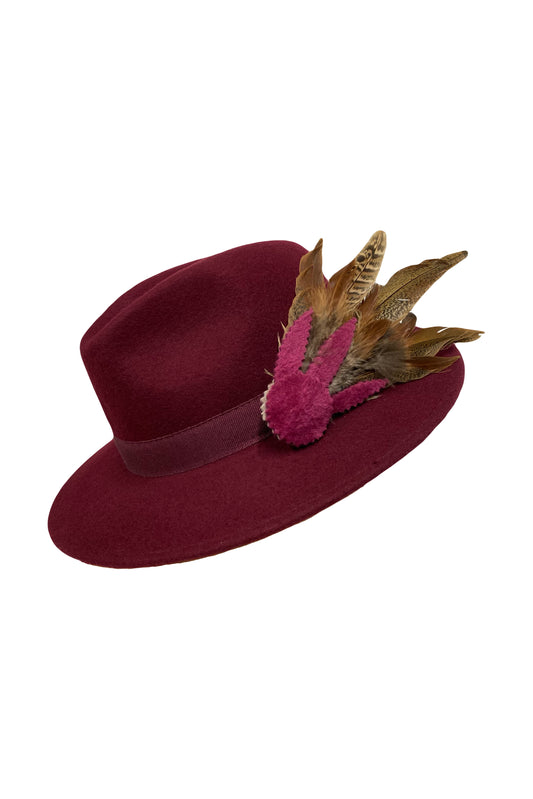 Burgundy fedora hat - Cheltenham style