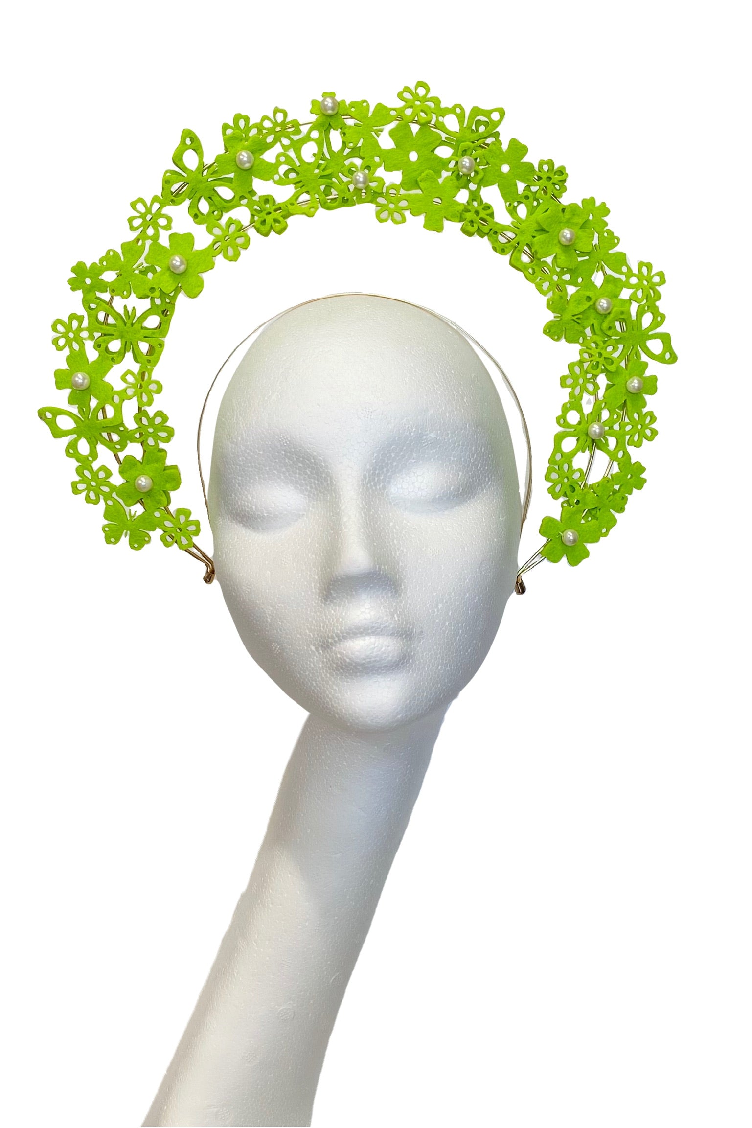 Persephone green headband - Alison Roe Designer – Alison Roe Millinery