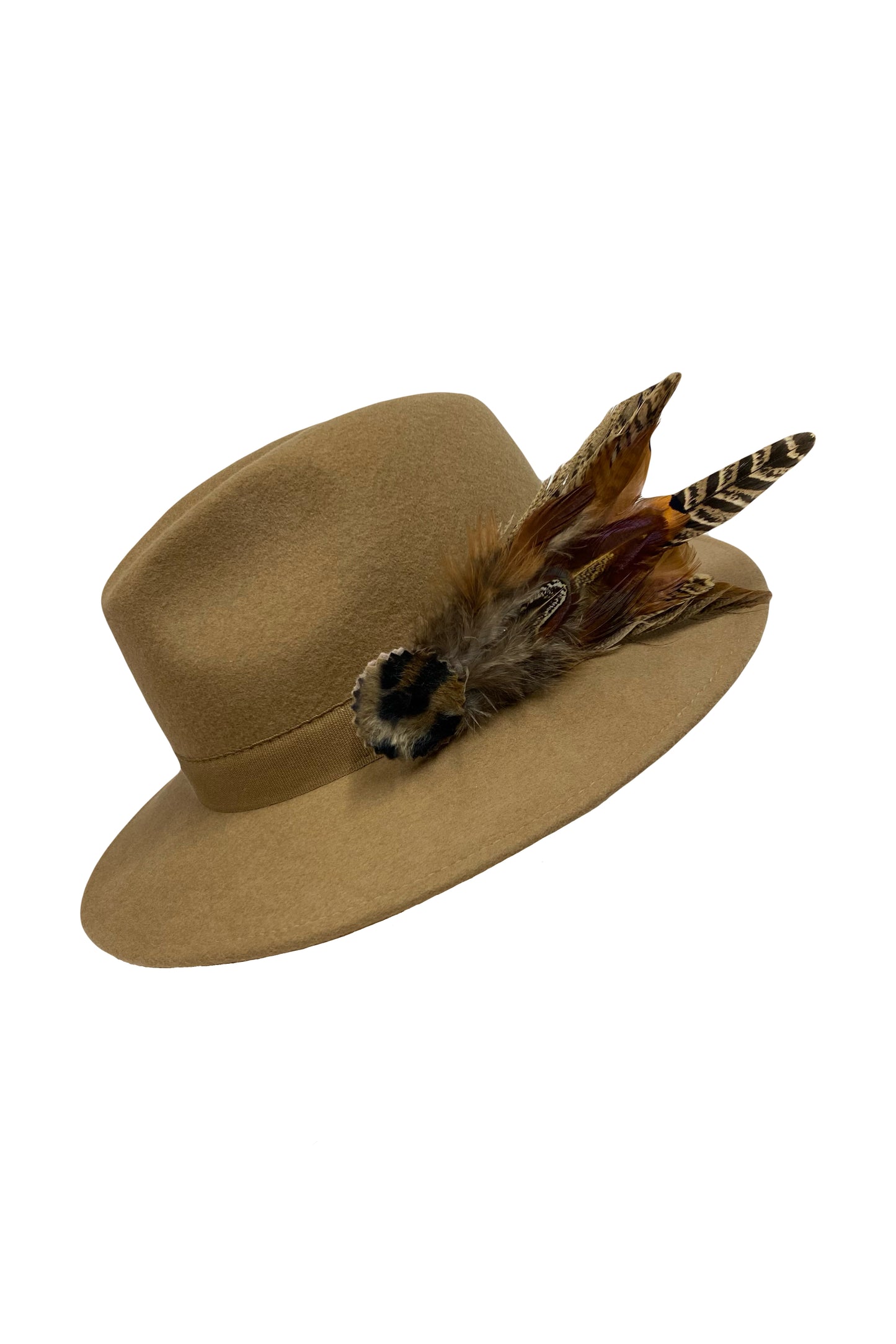 Camel brown fedora hat - Cheltenham style