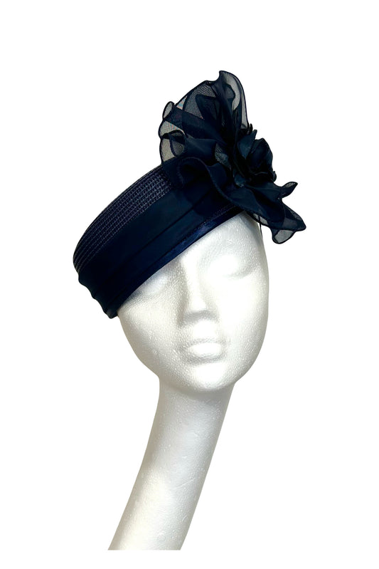 Carmel - Navy pillbox hat