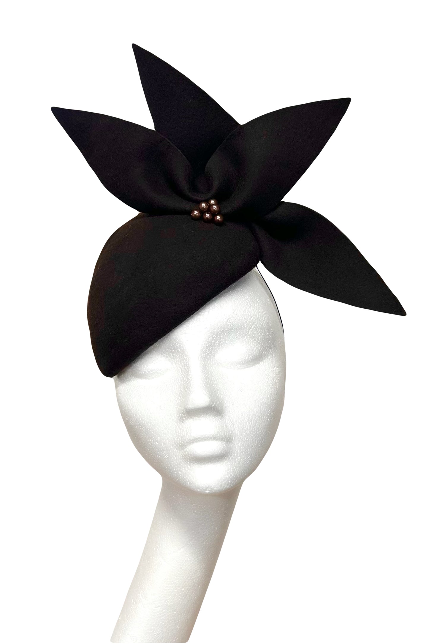 Chocolate brown teardrop headpiece to hire