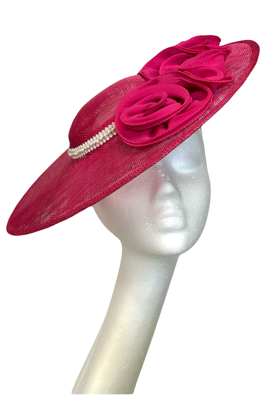 Florence - fushia pink headpiece to hire