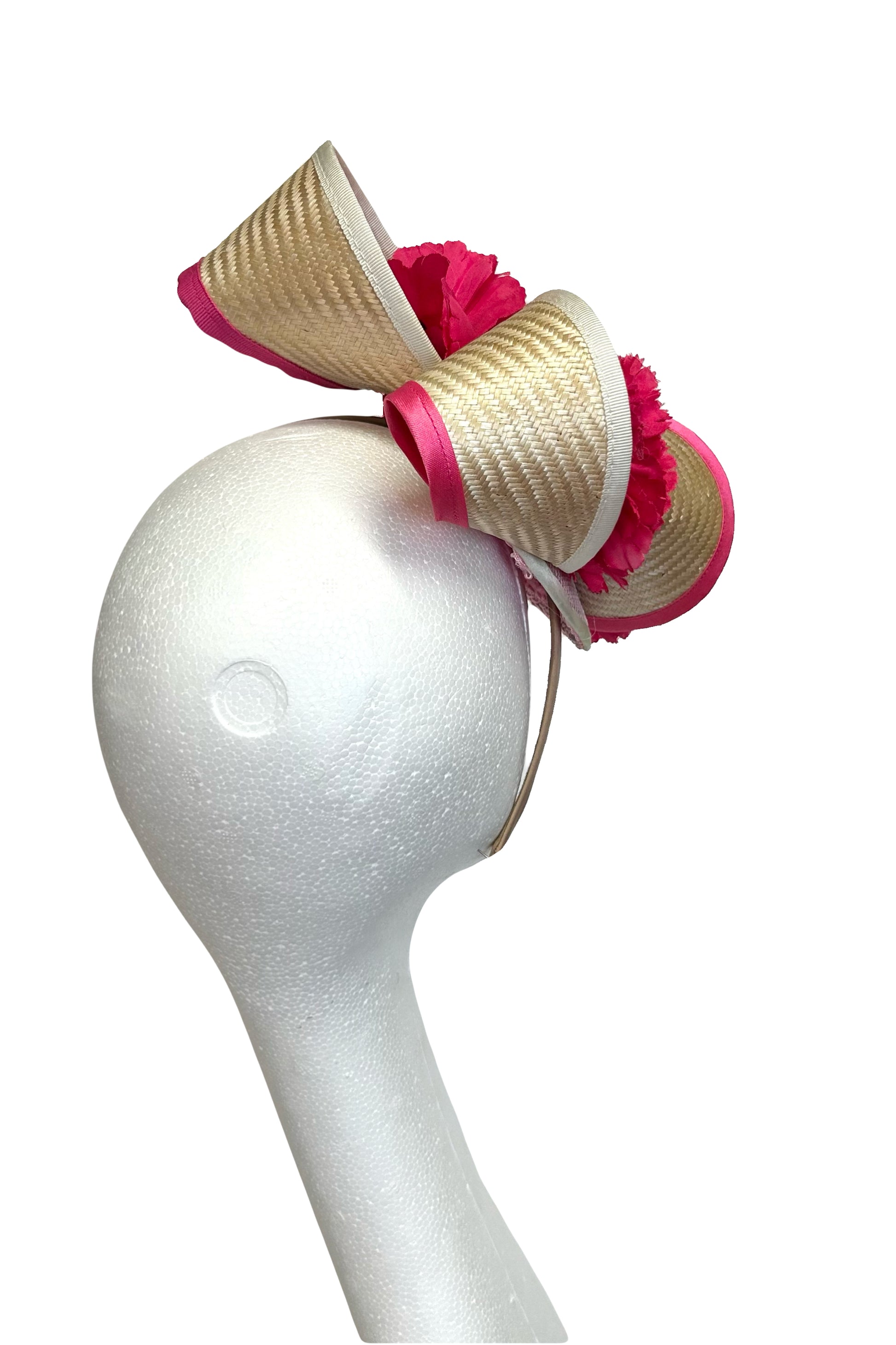 Fushia Pink headpiece to hire