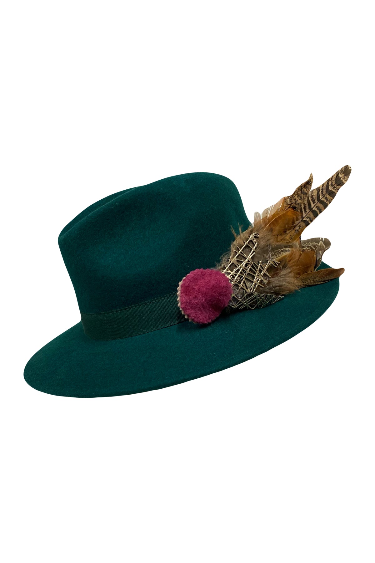 Green Wool Yodeler Alpine Fedora Hat with Pins Amazon.com: German Hat | 100% Wool Hats for Men & Women  main image 3