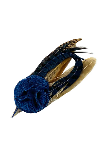 Blue tweed hat pin