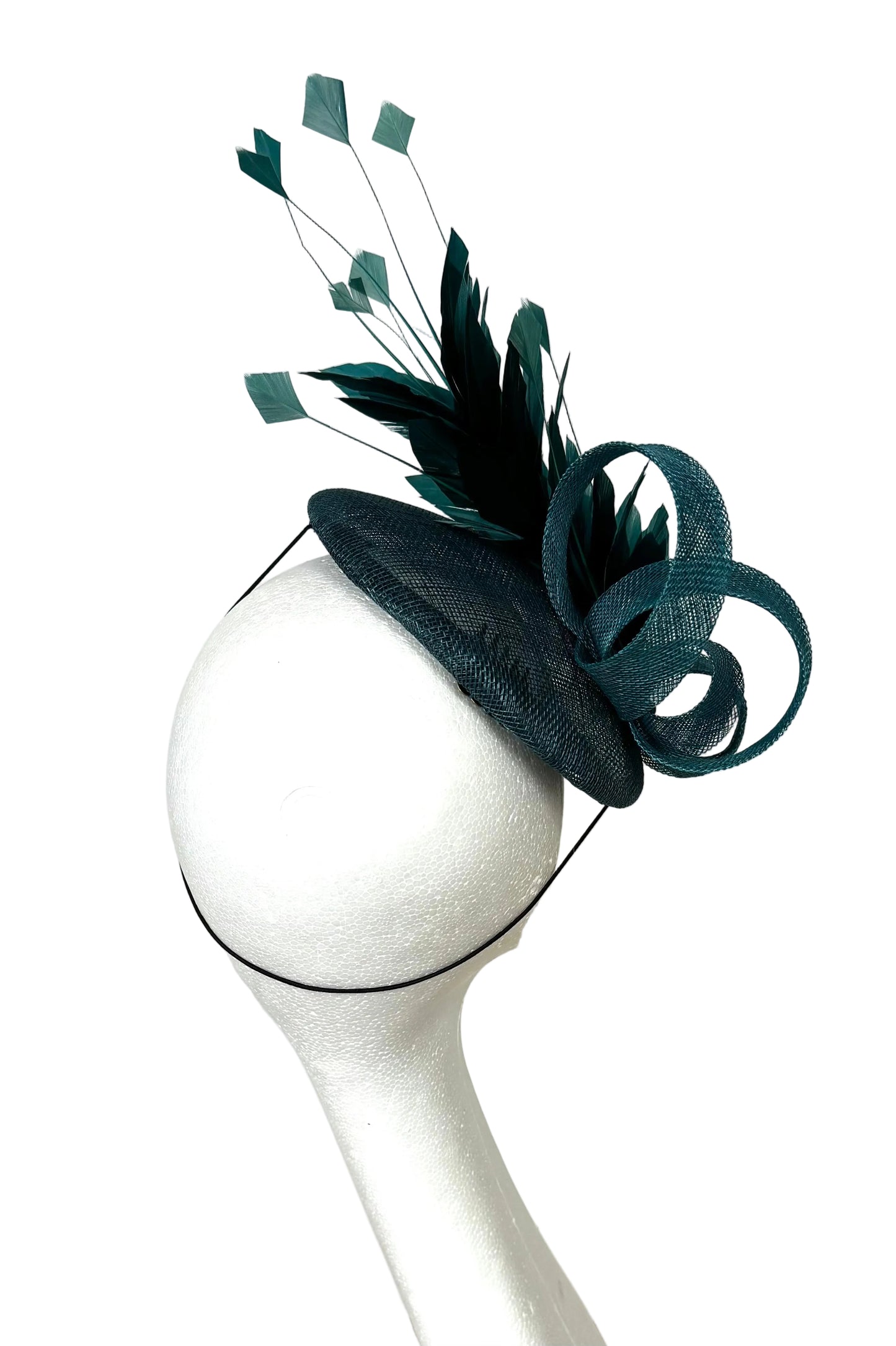 Teal green headpiece to hire