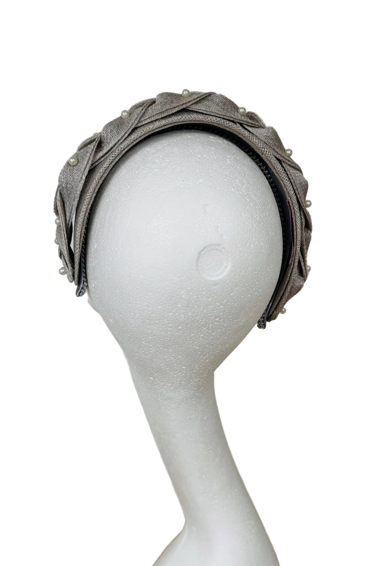 Light grey headband to hire. 