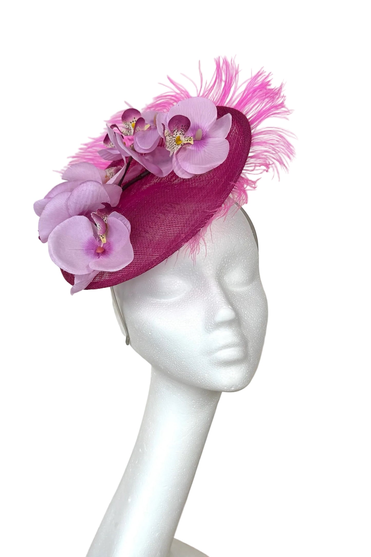 Hot pink headpiece for hire