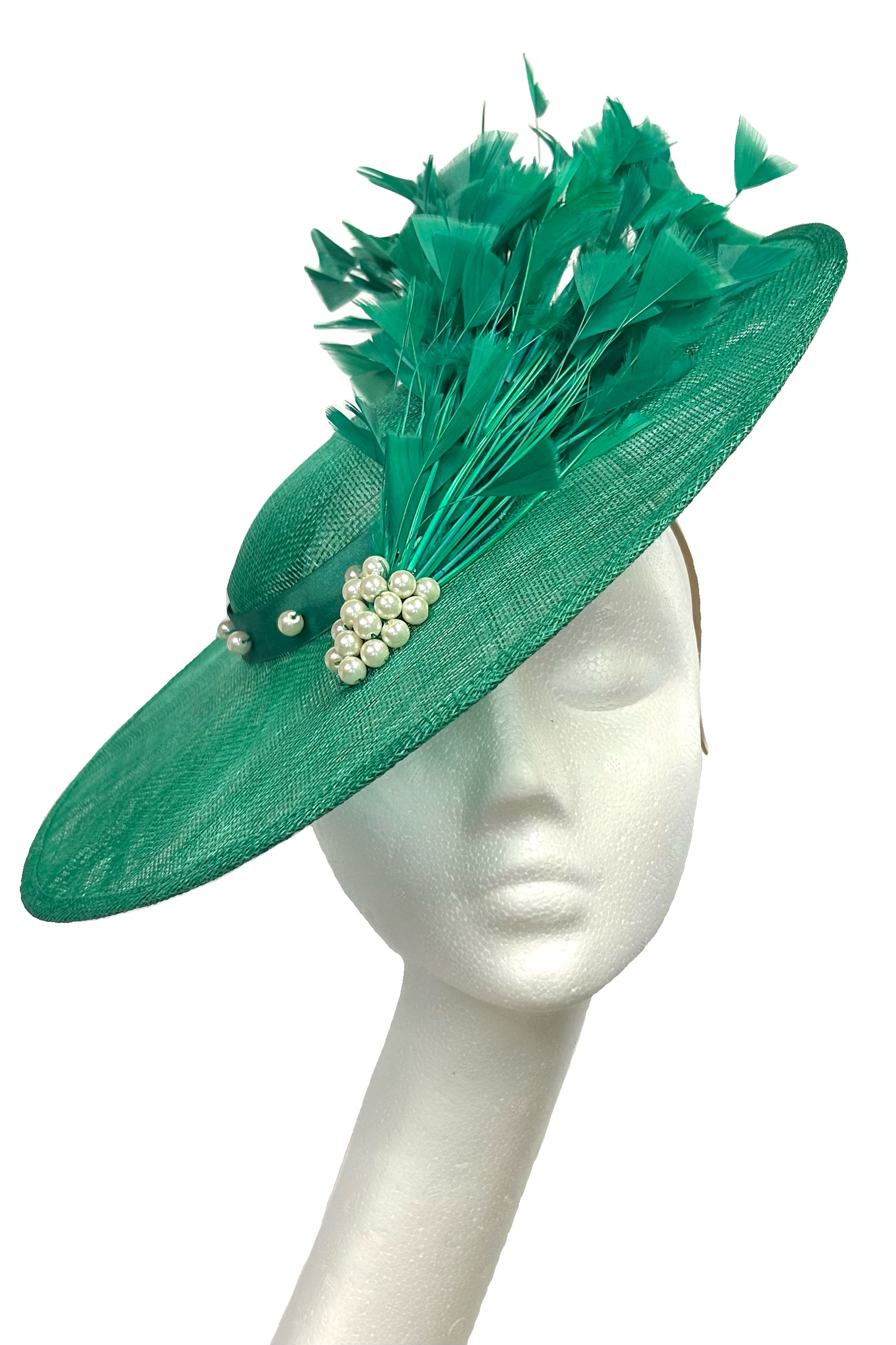 Lath green pearled Ascot hat for hire at Alison Roe Hat Hire Tipperary ...