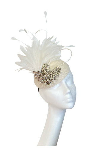 Winter white ivory headpiece to hire