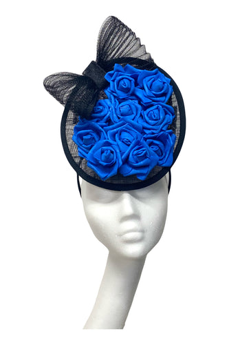 Blue and black headpiece to hire