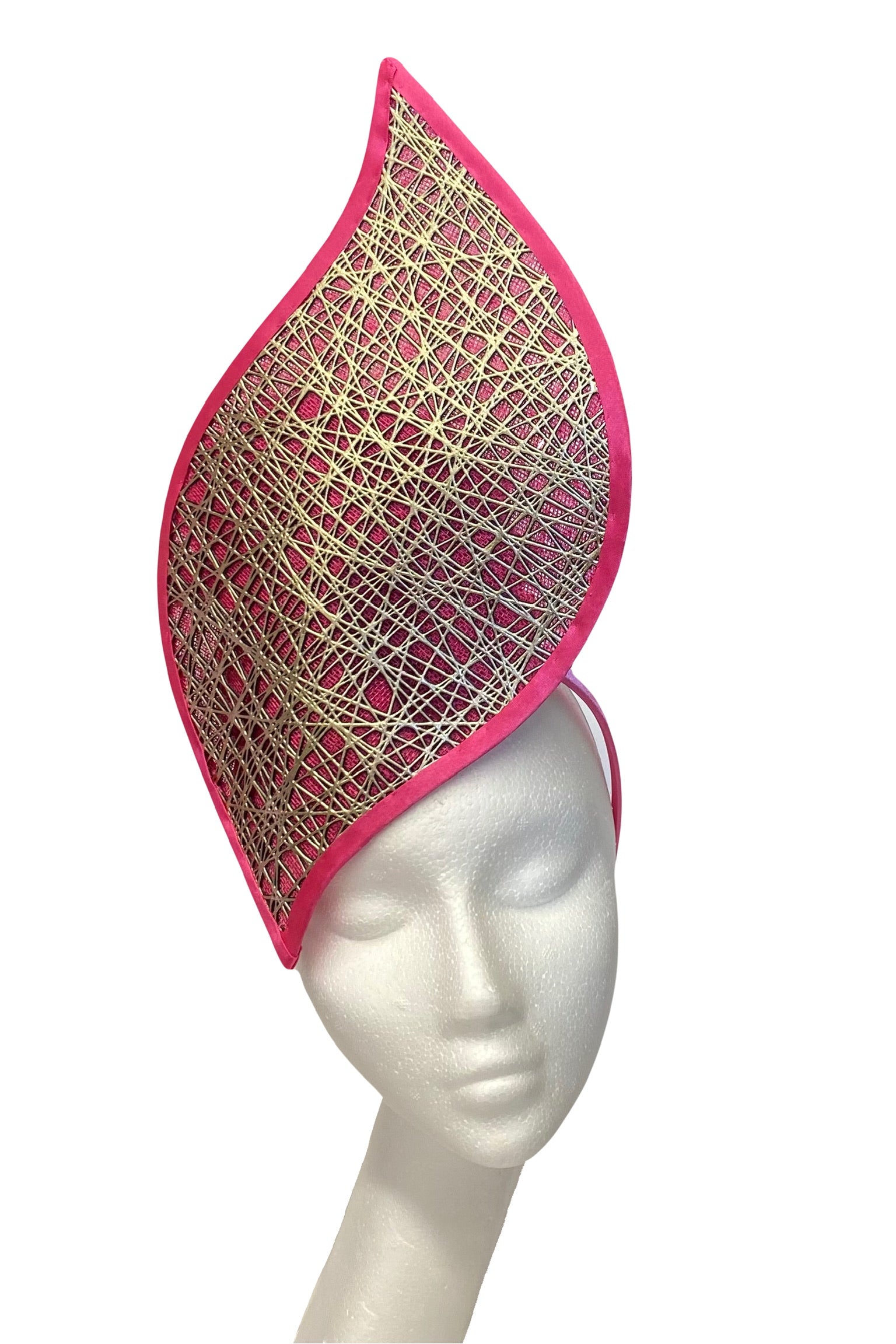 Hot Pink and gold designer headpiece