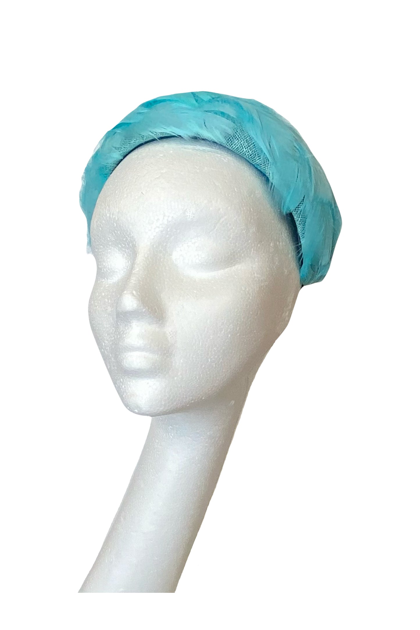 Mabel - Feathered Bandeau Headpiece in Turquoise.