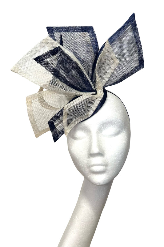 Navy and ivory bow headpiece