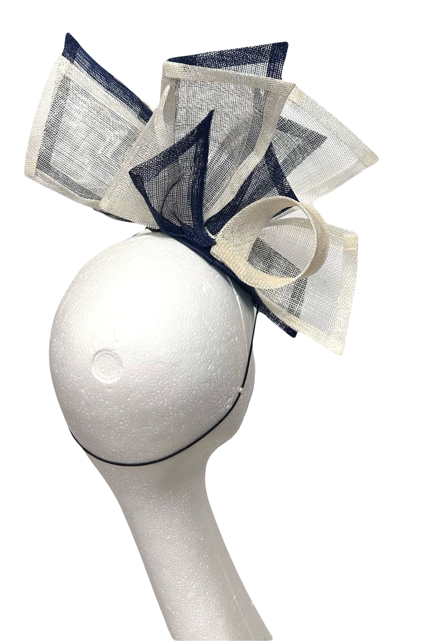 Navy and ivory bow headpiece