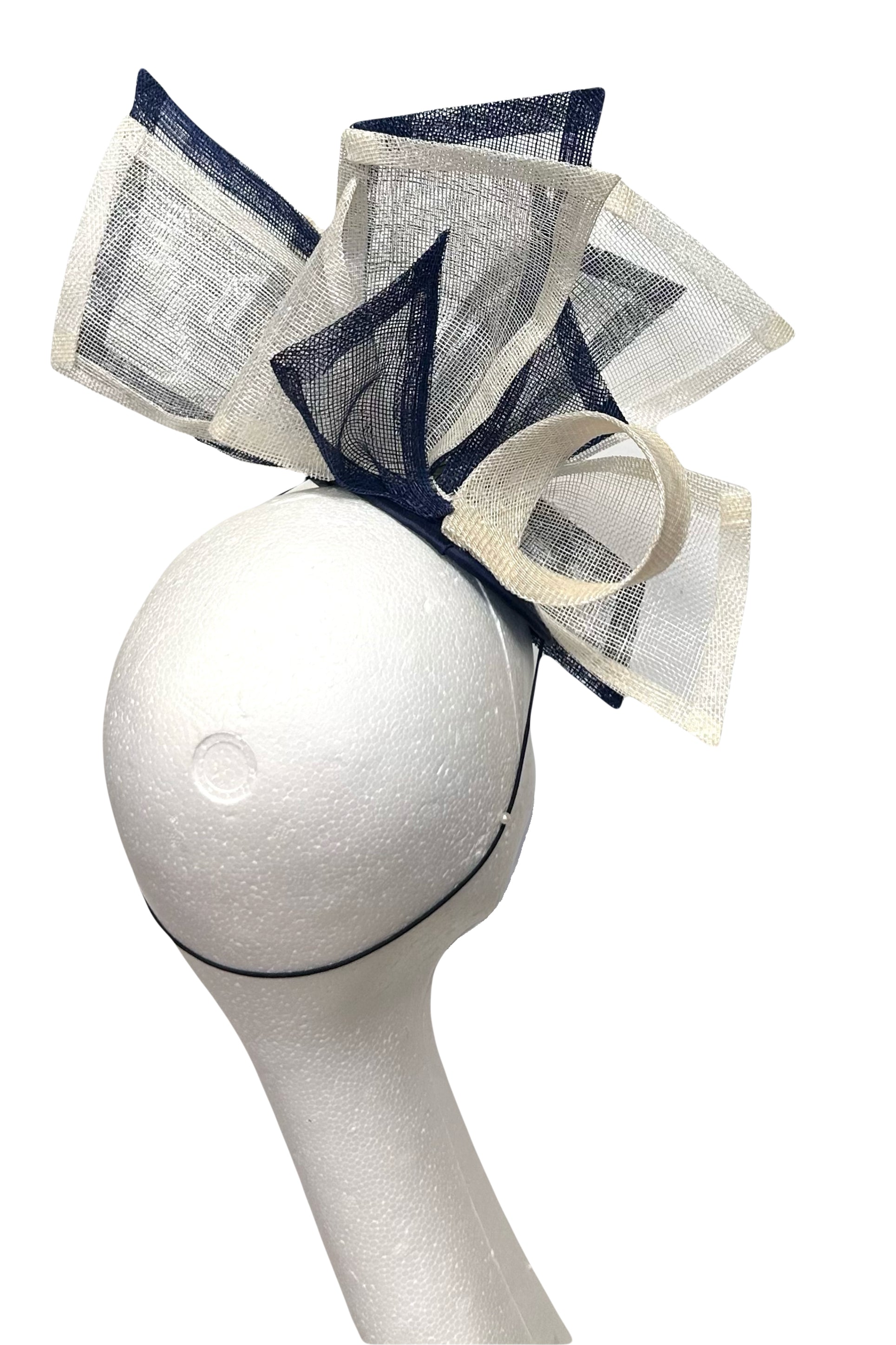 Navy and ivory bow headpiece