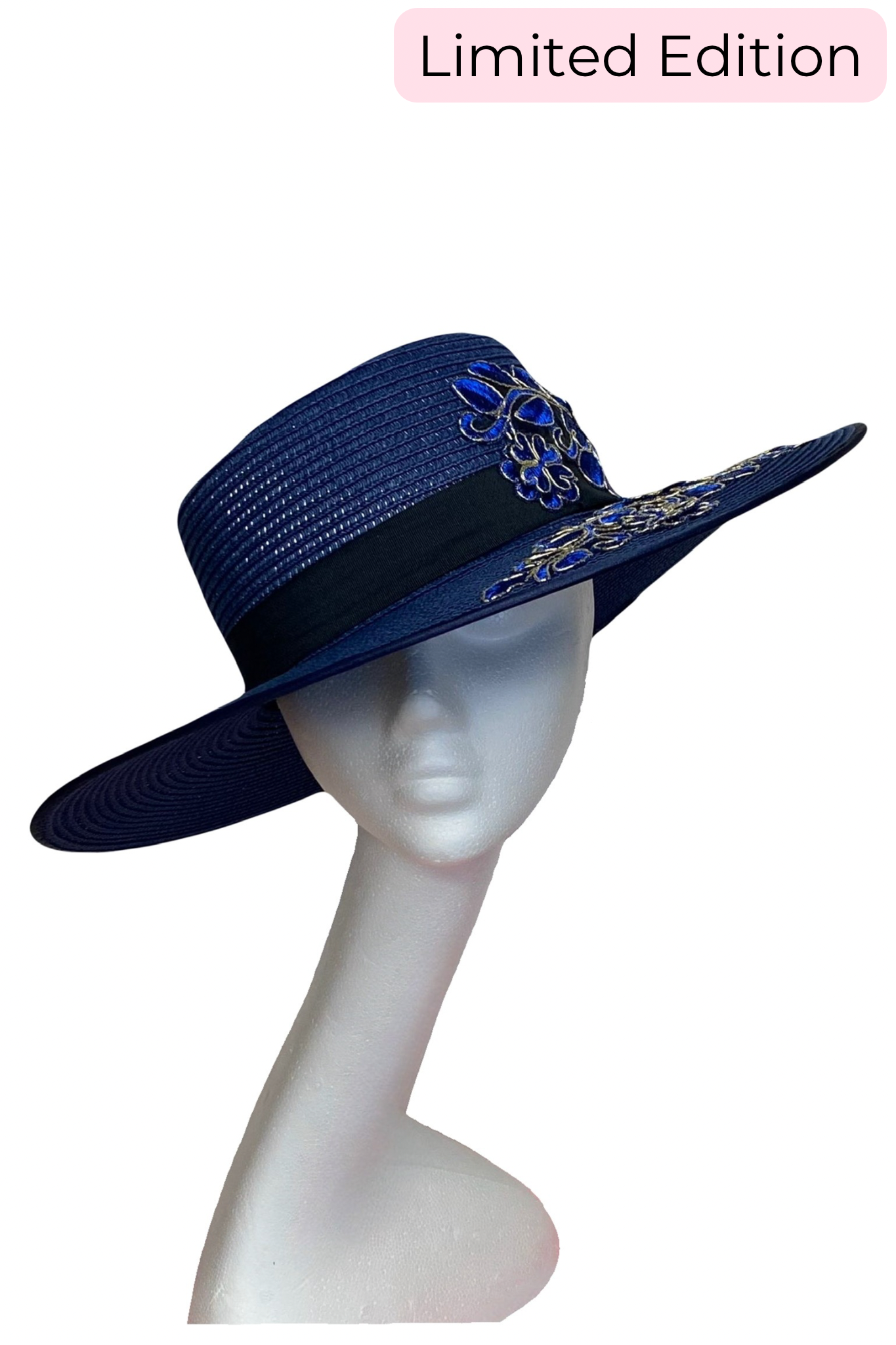 Navy blue wide brimmed hat