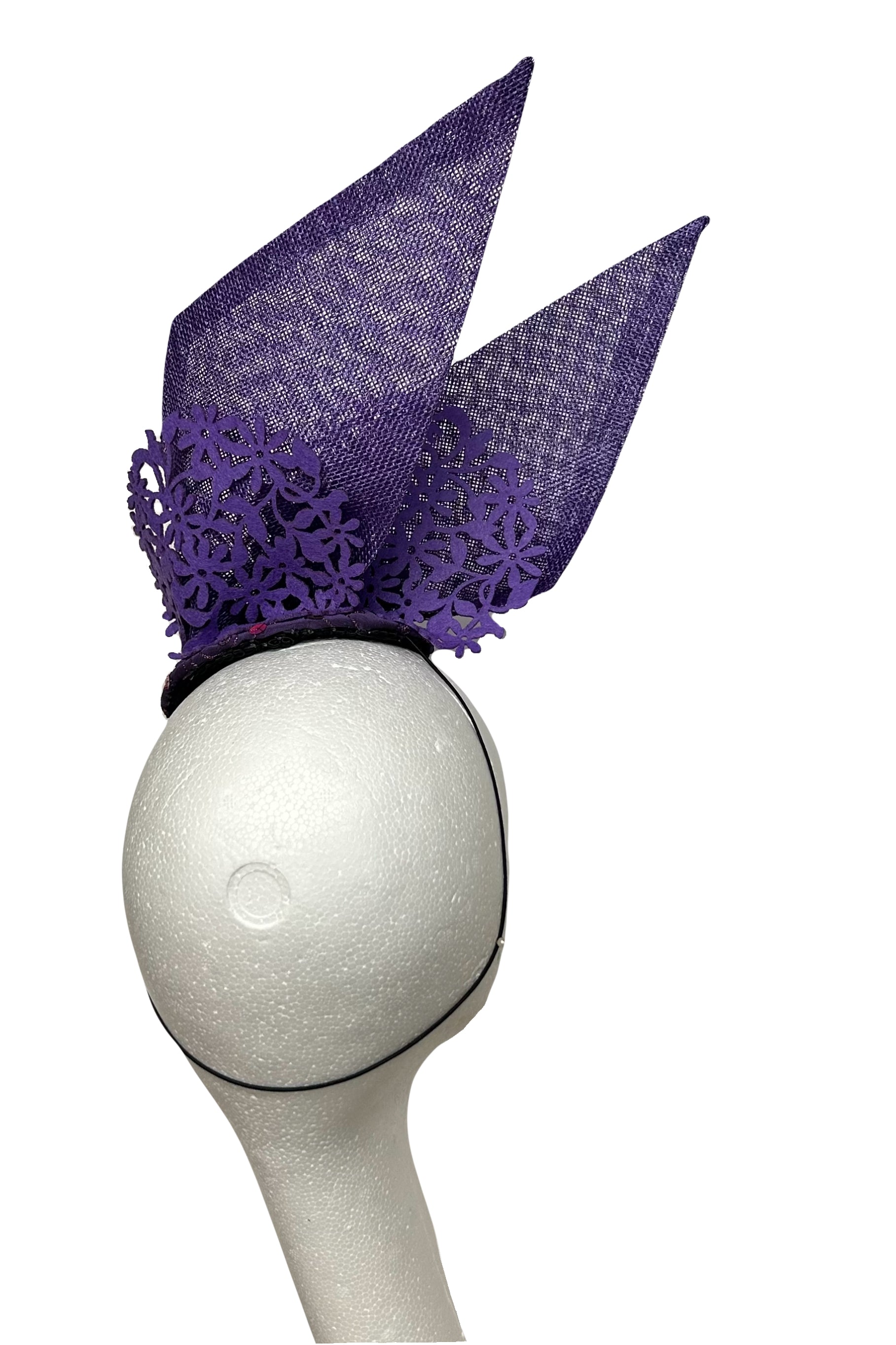 Purple Bow headpiece to hire PP13